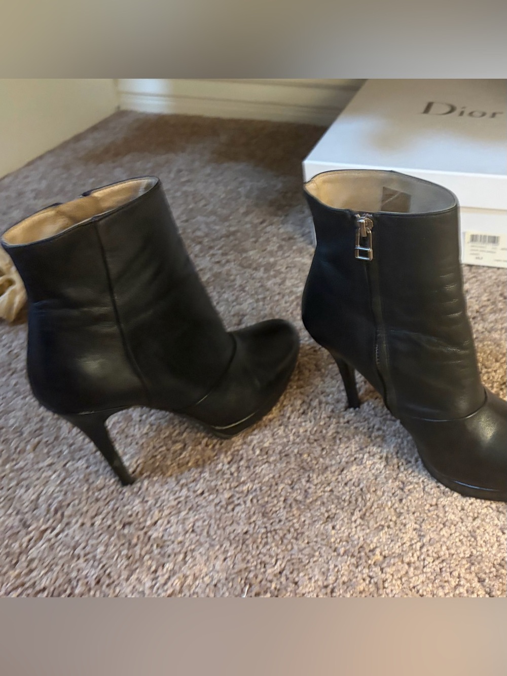 All Saints Black Leather Stiletto Ankle Boots -Excellent Condition